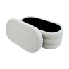 Pouf Contenitore Rebecca Mobili Rambeh 38x76x38 Tessuto Poliestere MDF Bianco Moderno