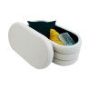 Pouf Contenitore Rebecca Mobili Rambeh 38x76x38 Tessuto Poliestere MDF Bianco Moderno