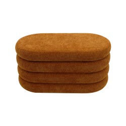 Pouf Contenitore Rebecca Mobili Olinia 38x76x38 Tessuto Poliestere MDF Arancione Moderno