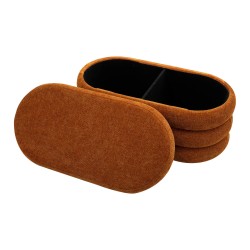 Pouf Contenitore Rebecca Mobili Olinia 38x76x38 Tessuto Poliestere MDF Arancione Moderno