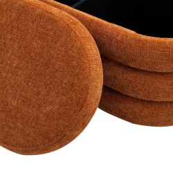 Pouf Contenitore Rebecca Mobili Olinia 38x76x38 Tessuto Poliestere MDF Arancione Moderno