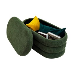 Storage Ottoman Rebecca Mobili Zeytin 38x76x38 Polyester Fabric MDF Dark Green Modern