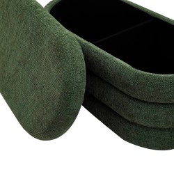 Pouf avec rangement Rebecca Mobili Zeytin 38x76x38 Tissu Polyester MDF Vert Foncé Moderne