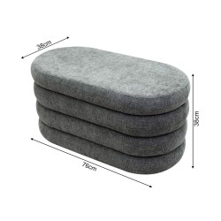 Pouf Contenitore Rebecca Mobili Fagus 38x76x38 Tessuto Poliestere MDF Grigio Moderno