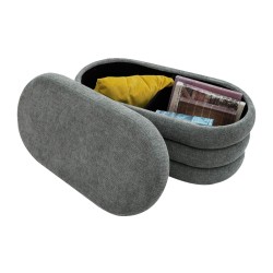 Pouf avec rangement Rebecca Mobili Fagus 38x76x38 Tissu Polyester MDF Gris Moderne