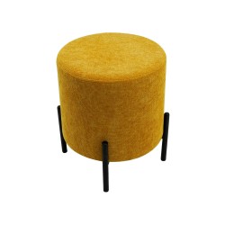 Pouf Rebecca Mobili Cerro 43,5x38x38 Tessuto Poliestere Acciaio Giallo Nero Moderno