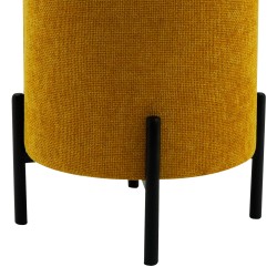 Pouf Rebecca Mobili Cerro 43,5x38x38 Tessuto Poliestere Acciaio Giallo Nero Moderno