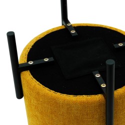 Pouf Rebecca Mobili Cerro 43,5x38x38 Tessuto Poliestere Acciaio Giallo Nero Moderno