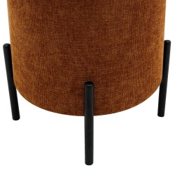 Pouf Rebecca Mobili Semal 43,5x38x38 Tessuto Poliestere Acciaio Arancione Nero Moderno