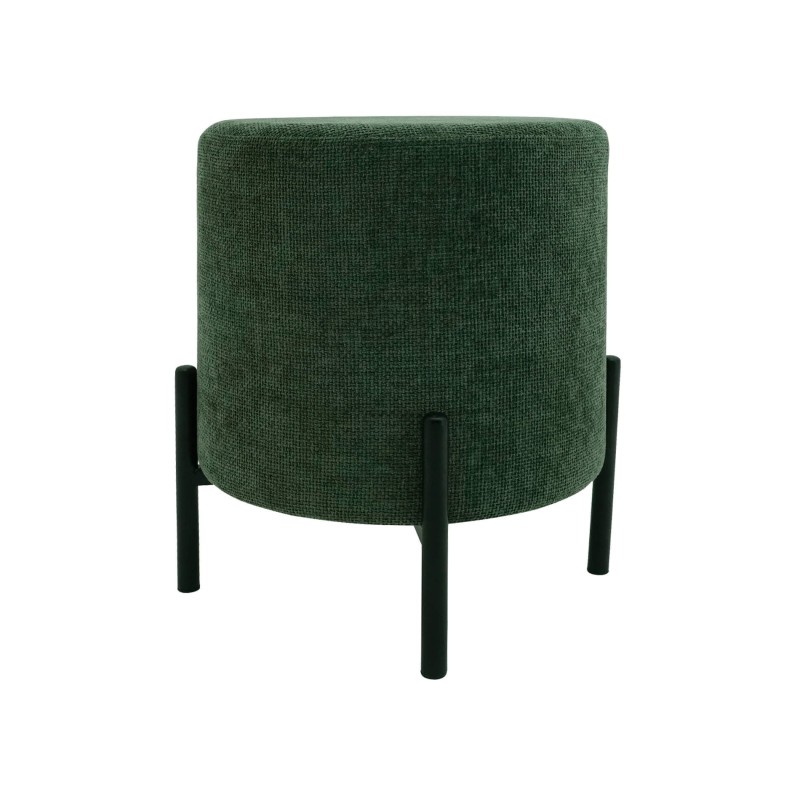 Pouf Rebecca Mobili Daikon 43,5x38x38 Tessuto Poliestere Acciaio Verde Scuro Nero Moderno