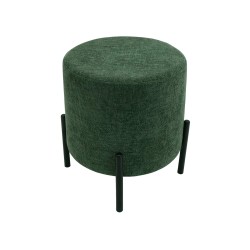 Pouf Rebecca Mobili Daikon 43,5x38x38 Tessuto Poliestere Acciaio Verde Scuro Nero Moderno