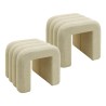 Pouf Rebecca Mobili Nikau 40x38x40 Tissu Polyester MDF Beige Moderne ENSEMBLE 2 pcs