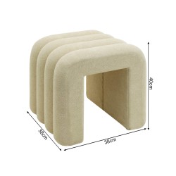 Pouf Rebecca Mobili Nikau 40x38x40 Tessuto Poliestere MDF Beige Moderno SET 2 pezzi