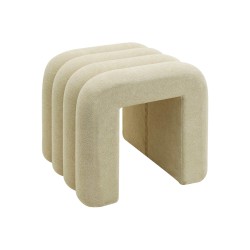 Pouf Rebecca Mobili Nikau 40x38x40 Tessuto Poliestere MDF Beige Moderno SET 2 pezzi