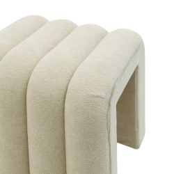 Pouf Rebecca Mobili Nikau 40x38x40 Tessuto Poliestere MDF Beige Moderno SET 2 pezzi