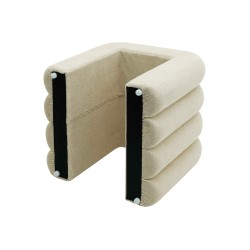 Hocker Rebecca Mobili Nikau 40x38x40 Polyestergewebe MDF Beige Modern SET 2 Stück