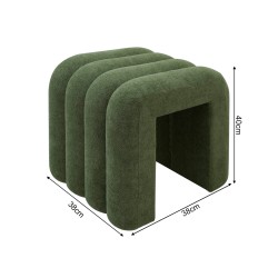 Puf Rebecca Mobili Bamya 40x38x40 Tela de Poliéster MDF Verde Oscuro Moderno CONJUNTO 2 pzs