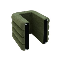 Pouf Rebecca Mobili Bamya 40x38x40 Tessuto Poliestere MDF Verde Scuro Moderno SET 2 pezzi