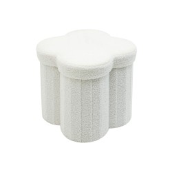 Pouf Contenitore Rebecca Mobili Sufra 40x40x40 Tessuto Poliestere MDF Bianco Moderno