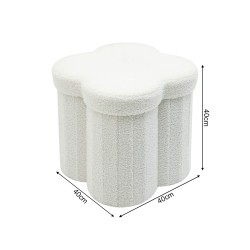 Pouf avec rangement Rebecca Mobili Sufra 40x40x40 Tissu Polyester MDF Blanc Moderne