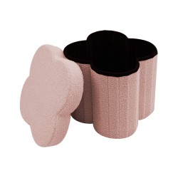 Pouf Contenitore Rebecca Mobili Hermal 40x40x40 Tessuto Poliestere MDF Rosa Moderno