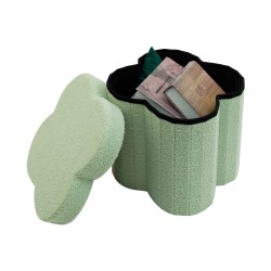 Pouf avec rangement Rebecca Mobili Carob 40x40x40 Tissu Polyester MDF Vert Clair Moderne