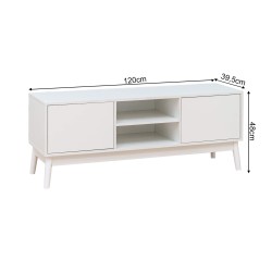 Mueble de TV Rebecca Mobili Bacopa 48x120x39,5 Tablero de partículas Blanco Moderno