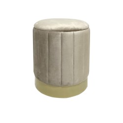 Pouf avec rangement Rebecca Mobili Entelea 44x35,5x35,5 Tissu Polyester Acier Beige Jaune Moderne ENSEMBLE 2 pcs