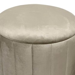 Rebecca Mobili Set 2 Pouf Contenitori Velluto Sgabello Beige con Base in Ferro