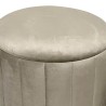 Rebecca Mobili Set 2 Pouf Contenitori Velluto Sgabello Beige con Base in Ferro