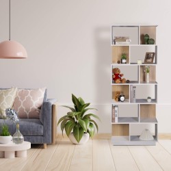 Boekenkast Rebecca Mobili Silene 180x70x29,5 Spaanplaat Wit Lichtbruin Modern