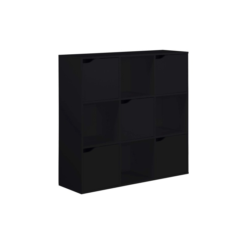 Bookcase Rebecca Mobili Kachnar 90x90x30 Chipboard Black Modern