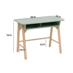 Mesa para crianças Rebecca Mobili Luan 70x90x50 MDF Pinho Verde Água Marrom