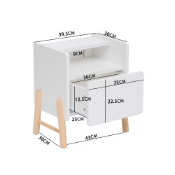 Children's Nightstand Rebecca Mobili Kelen 49x40x30 MDF Pine White Brown