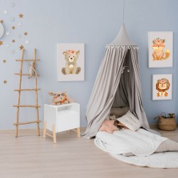 Comodino per Bambini Rebecca Mobili Kelen 49x40x30 MDF Pino Bianco Marrone