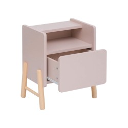 Table de chevet pour enfants Rebecca Mobili Rasam 49x40x30 MDF Pin Rose Marron