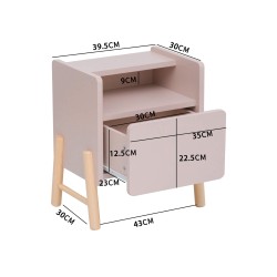 Kinder-Nachttisch Rebecca Mobili Rasam 49x40x30 MDF Kiefern Rosa Braun