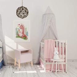 Comodino per Bambini Rebecca Mobili Rasam 49x40x30 MDF Pino Rosa Marrone