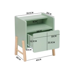 Children's Nightstand Rebecca Mobili Adrak 49x40x30 MDF Pine Aqua Green Brown