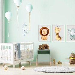 Comodino per Bambini Rebecca Mobili Adrak 49x40x30 MDF Pino Verde Acqua Marrone