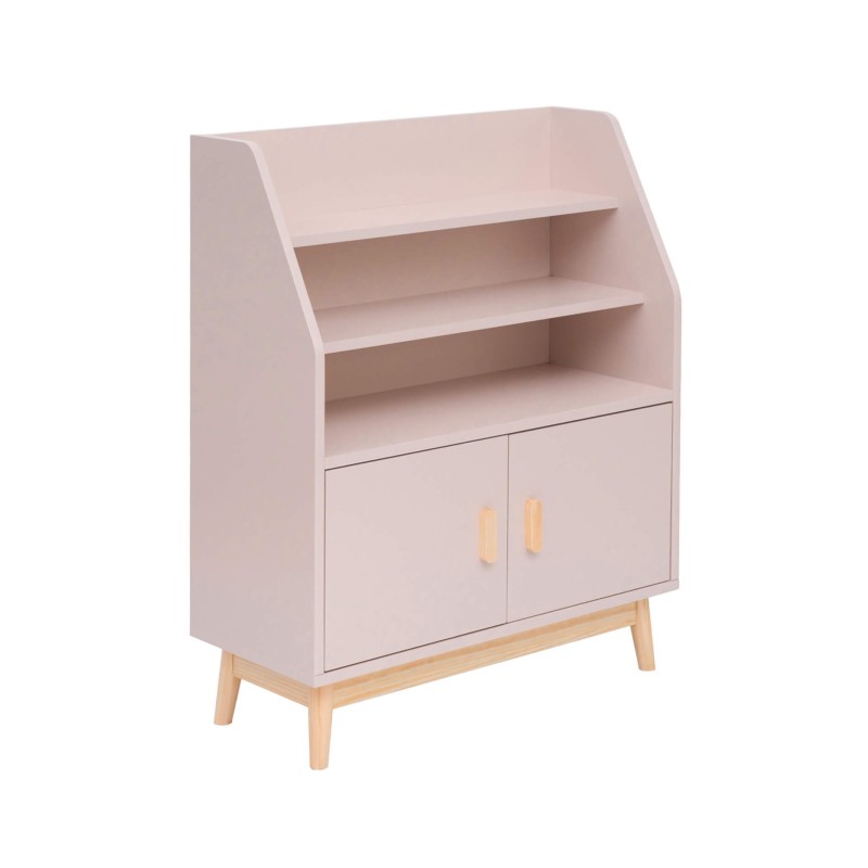 Kinder boekenrek Rebecca Mobili Bataw 100x80x33 MDF Grenen Roze Bruin