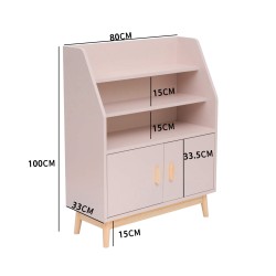 Kinder-Bücherregal Rebecca Mobili Bataw 100x80x33 MDF Kiefern Rosa Braun