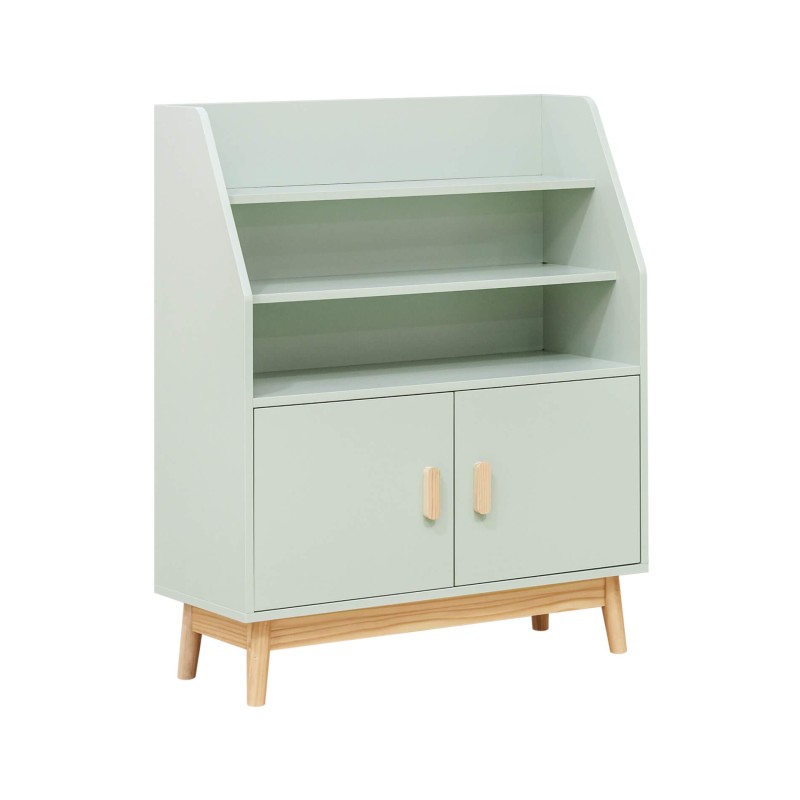 Libreria per Bambini Rebecca Mobili Oroya 100x80x33 MDF Pino Verde Acqua Marrone