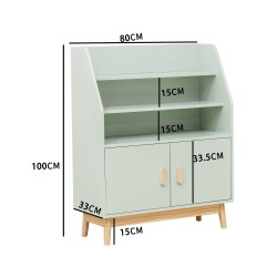 Libreria per Bambini Rebecca Mobili Oroya 100x80x33 MDF Pino Verde Acqua Marrone