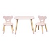 Mesa y 2 sillas para niños Rebecca Mobili Sika 44x60x56 MDF Pino Rosa Marrón CONJUNTO 3 pzs