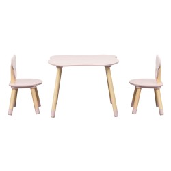 Mesa e 2 cadeiras para crianças Rebecca Mobili Sika 44x60x56 MDF Pinho Rosa Marrom CONJUNTO 3 peças