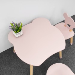 Mesa y 2 sillas para niños Rebecca Mobili Sika 44x60x56 MDF Pino Rosa Marrón CONJUNTO 3 pzs