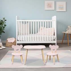 Mesa y 2 sillas para niños Rebecca Mobili Sika 44x60x56 MDF Pino Rosa Marrón CONJUNTO 3 pzs