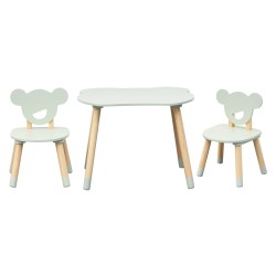 Table et 2 chaises pour enfants Rebecca Mobili Aniba 44x60x56 MDF Pin Vert d'eau Marron ENSEMBLE 3 pcs