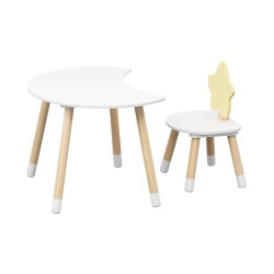 Mesa e cadeira para crianças Rebecca Mobili Buriti 44x60x40 MDF Pinho Branco Marrom CONJUNTO 2 peças